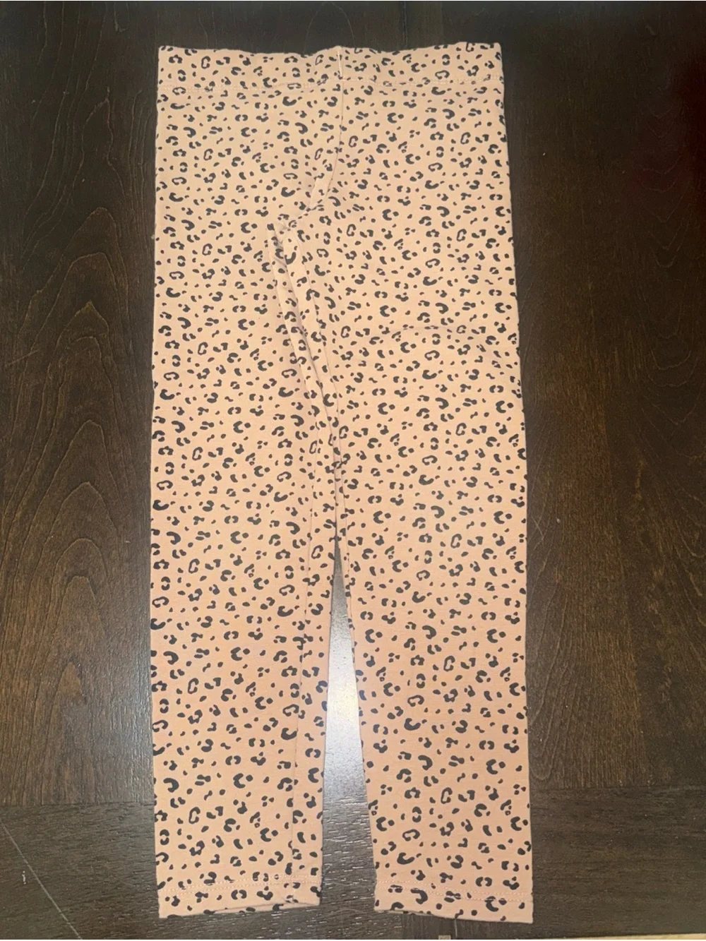 H&M Girls Leopard Print Leggings Beige Cotton Blend Pants Size 5T